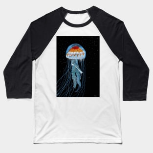 Jellyfish with a black background Baseball T-Shirt